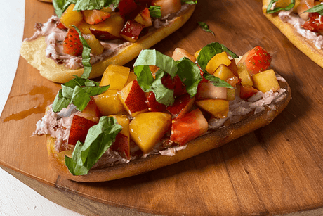 Peach and Strawberry Bruschetta
