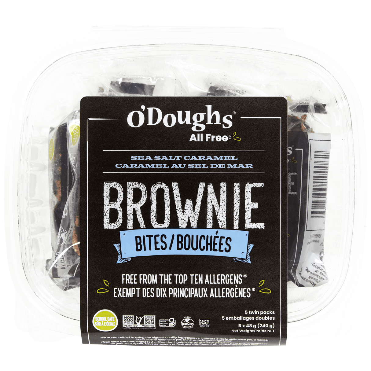 CONTENANT DE BOUCHÉES DE BROWNIES AU CARAMEL AU SEL DE MER
